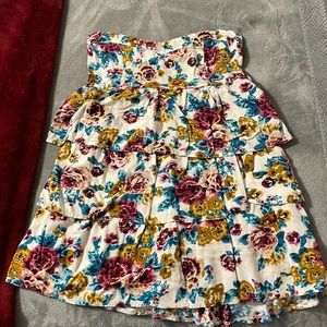 Floral, strapless, rayon dress/top